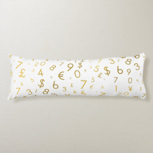 Guld lyxnummer och valutasymboler Mönster Kroppskudde