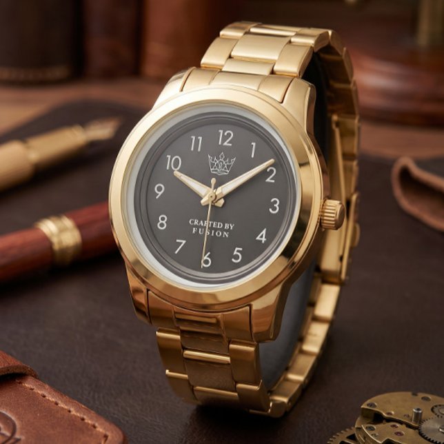 Guld Lyxurklocka | Klassiskt numerisk tidmätare Armbandsur (Skapare uppladdad)