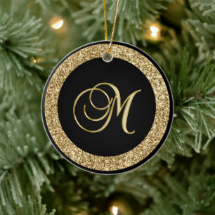 Guld M monogram Julgransprydnad Keramik