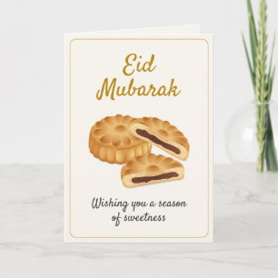 Guld Maamoul Bakverk & Dadlar Söt Eid Mubarak Kort