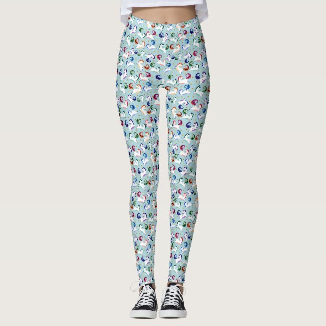 Guld Magic Star Rainbow Unicorn Leggings (Framsida)