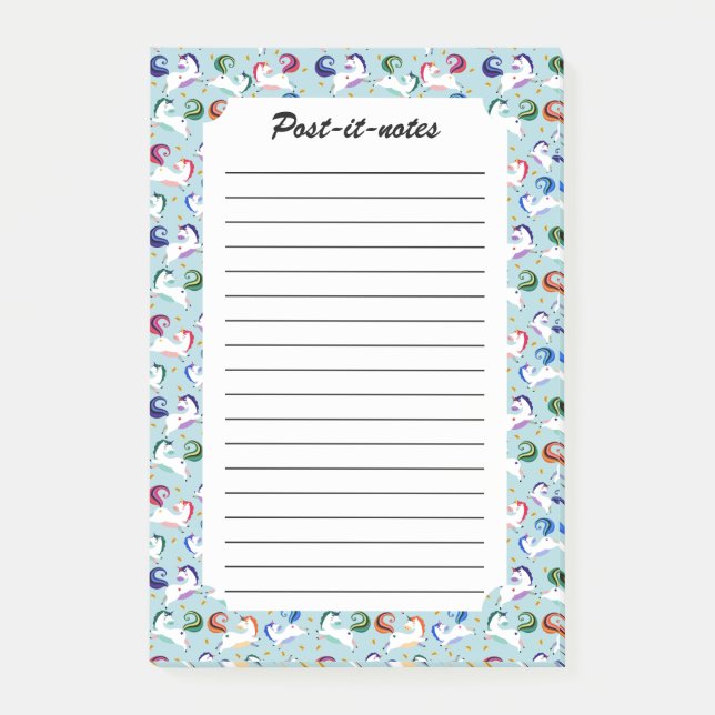 Guld Magic Star Rainbow Unicorn Post-it Block (Framsida)