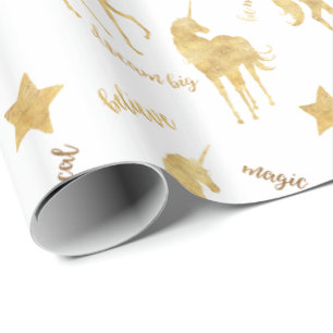 Guld- Magical Unicorn Presentpapper