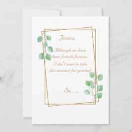 Guld Maid of honor eller Bridesmaid Frieri kort