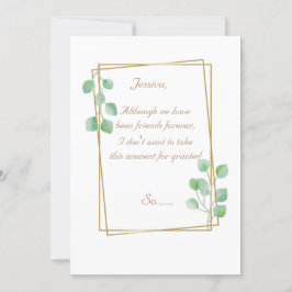 Guld Maid of honor eller Bridesmaid Frieri kort