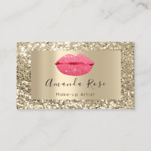 Guld MAKE-UP ARTIST Rosa KISS LÄPPAR GLITTER Tidsbeställning Kort