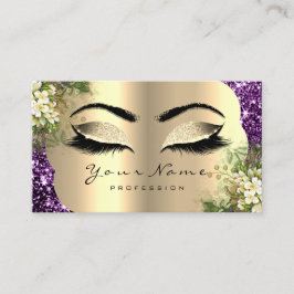 Guld Makeup Artist Lash Blommigt Mint Lila Visitkort