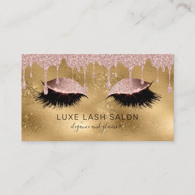 Guld Makeup Artist Lash Rosa Glitter Ro Guld Visitkort (Framsida)
