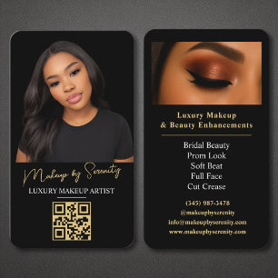 Guld Makeup Artist QR Code Luxury Black Beauty Visitkort