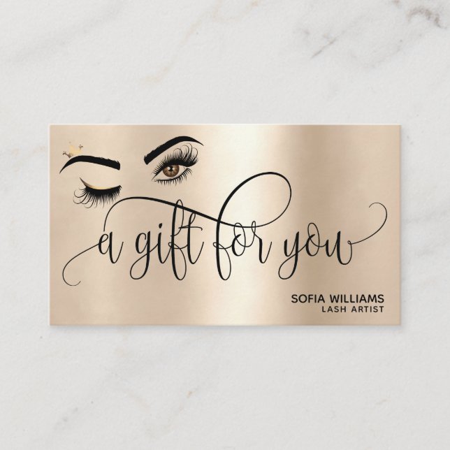 Guld Makeup Wink Öga Beauty Salon Gift Card Visitkort (Framsida)