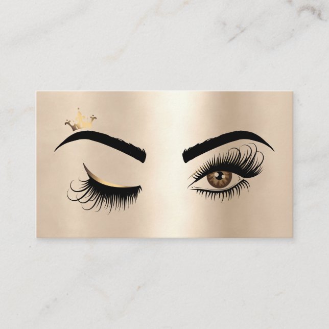 Guld Makeup Wink Öga Beauty Salon Lash Extension Visitkort (Framsida)