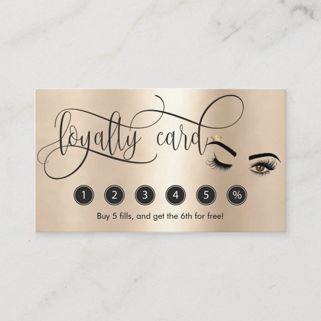 Guld Makeup Wink Öga Beauty Salon Loyalty Card Visitkort (Framsida)