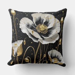 Guld målade poppies kudde