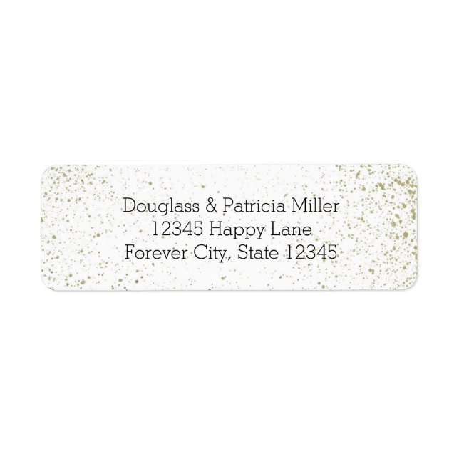 Guld målar Splatterabstrakt Returadress Etikett (Framsidan)