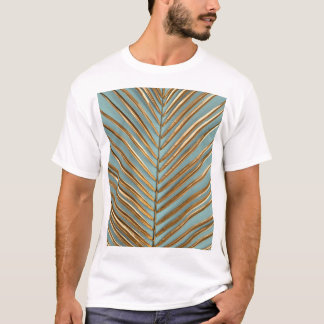 Guld målat Tropical Handflatan Mönster T Shirt