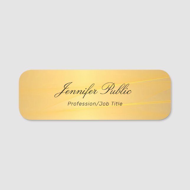 Guld-mall för handskrivet Elegant-skript Namnbricka (Framsida)