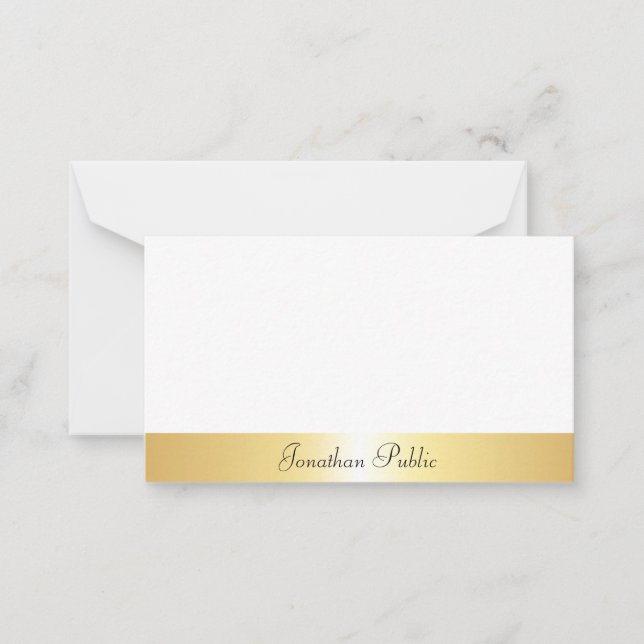 Guld-mall Kalligraferad skripttext Namn Anteckningskort (Framsida)