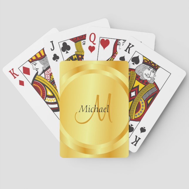 Guld-mallen Initialt monogram Modern Anpassade Casinokort (Baksidan)