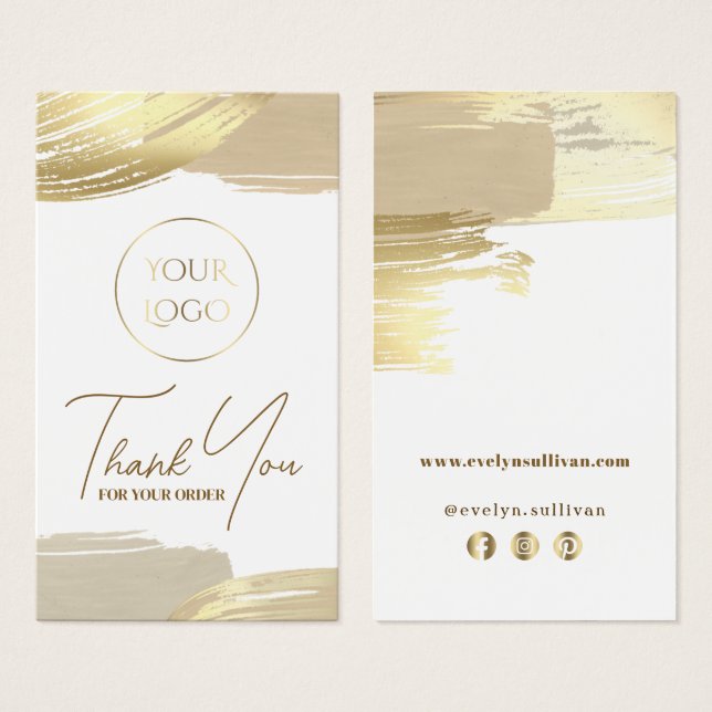 Guld målpenseldrag paket infogar visitkort (Framsida & baksida)