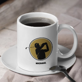 Guld Manar Golf Silhouette Kaffemugg
