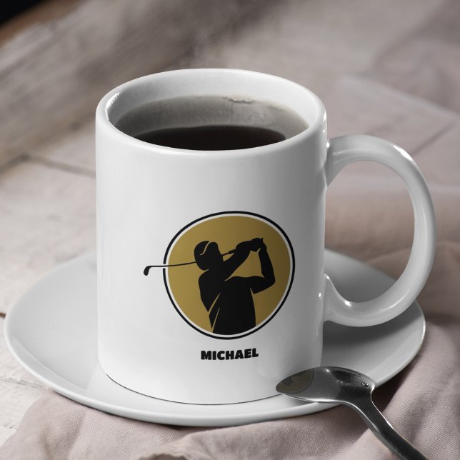Guld Manar Golf Silhouette Kaffemugg (Skapare uppladdad)