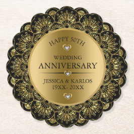 Guld mandala 50:e årsdagen guld bröllop underlägg papper