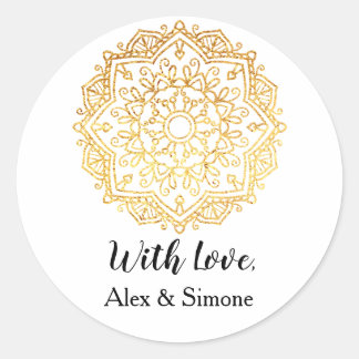 Guld Mandala-Anpassningsbarna med Kärlek Sticker Runt Klistermärke