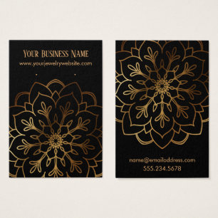 Guld Mandala & Black Earring Holder-Visningar Visitkort
