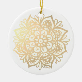 Guld Mandala Boho Chic Flower Ceramic Ornament