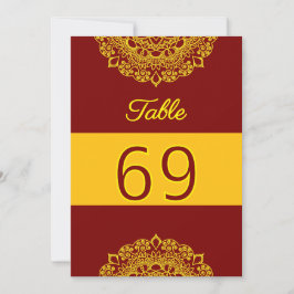 guld mandala bordsnummer-kort