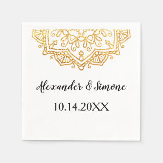 Guld Mandala Bröllopsfest Cocktail Napkin Pappersservett