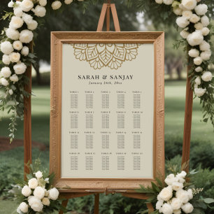 Guld Mandala Bröllopsplatskarta Poster