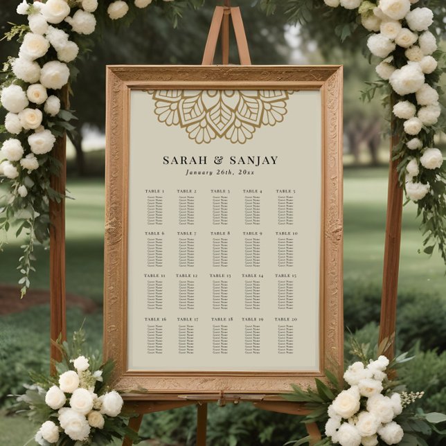 Guld Mandala Bröllopsplatskarta Poster (Skapare uppladdad)