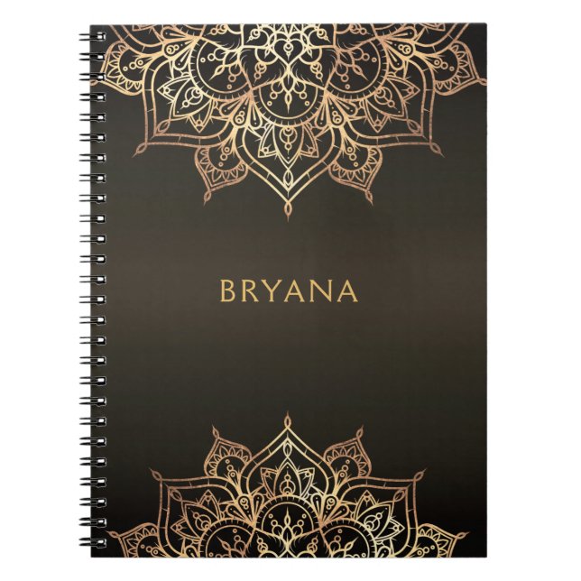 Guld Mandala Brown Bronze Chic Glamor Modern Glam Anteckningsbok (Framsidan)