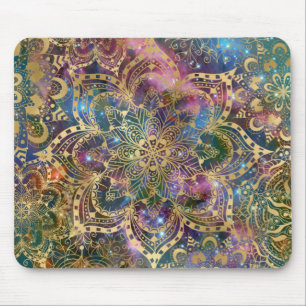 Guld Mandala Colorful Galaxy Design Blommigt Boho Musmatta