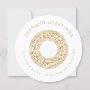 Guld Mandala Curved Text Namn julcirkulär Julkort