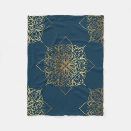 Guld Mandala Damask Pattern Fleecefilt