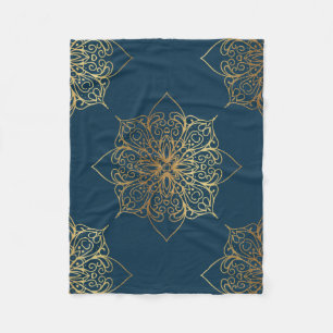 Guld Mandala Damask Pattern Fleecefilt