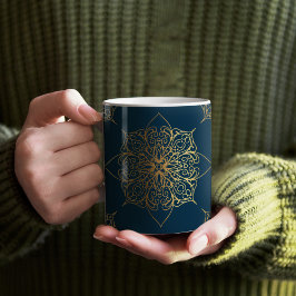 Guld Mandala Damask Pattern Kaffemugg