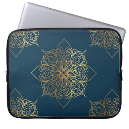 Guld Mandala Damask Pattern Laptop Fodral