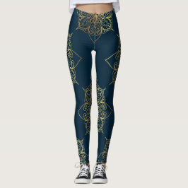 Guld Mandala Damask Pattern Leggings