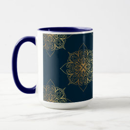Guld Mandala Damask Pattern & Monogram Mugg