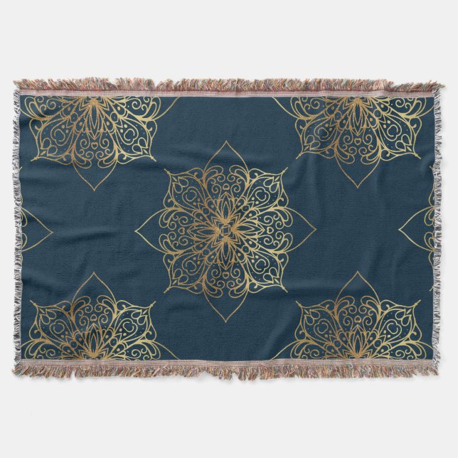 Guld Mandala Damask Pattern Mysfilt (Framsidan)