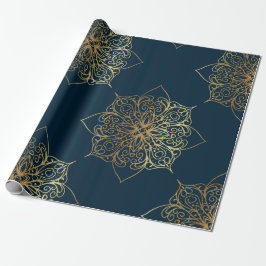 Guld Mandala Damask Pattern Presentpapper