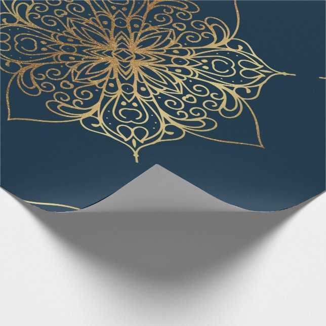 Guld Mandala Damask Pattern Presentpapper (Hörn)