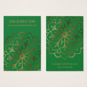 Guld Mandala & Deep Grönt Earring Holder Visning Visitkort