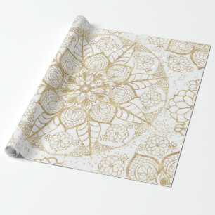 Guld- mandala för stilfull bohohand plockade presentpapper