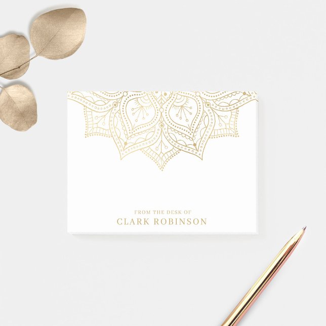 Guld Mandala från skrivbordet med eget namn Post-it Block (Skapare uppladdad)