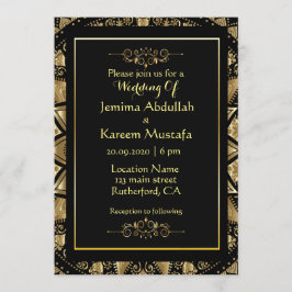 Guld Mandala i Svarta Bröllop Inbjudningar