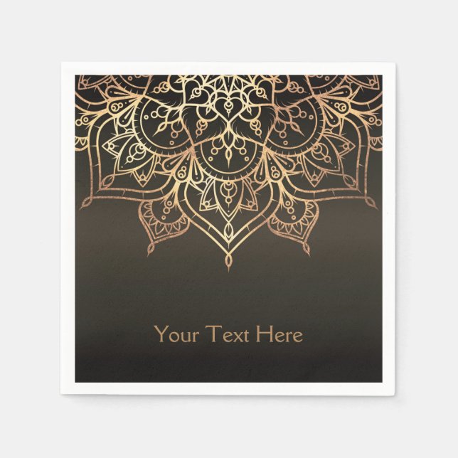 Guld Mandala Jordnära Brun Brons Modern Fest Pappersservett (Framsidan)